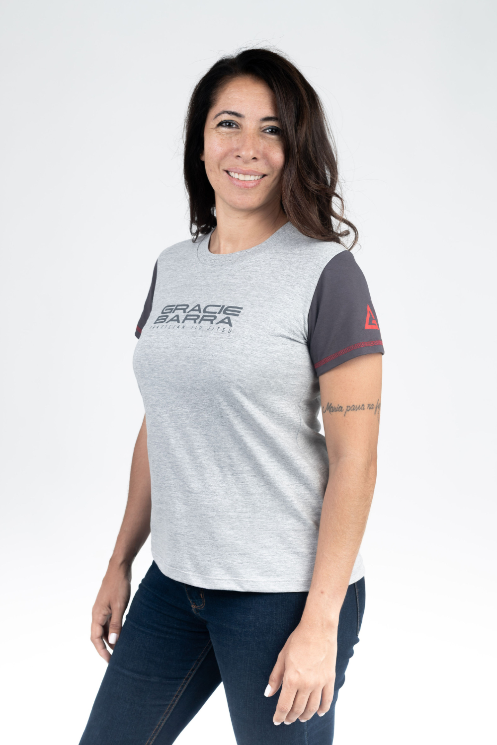 Camiseta Feminina Colorblock - Cinza