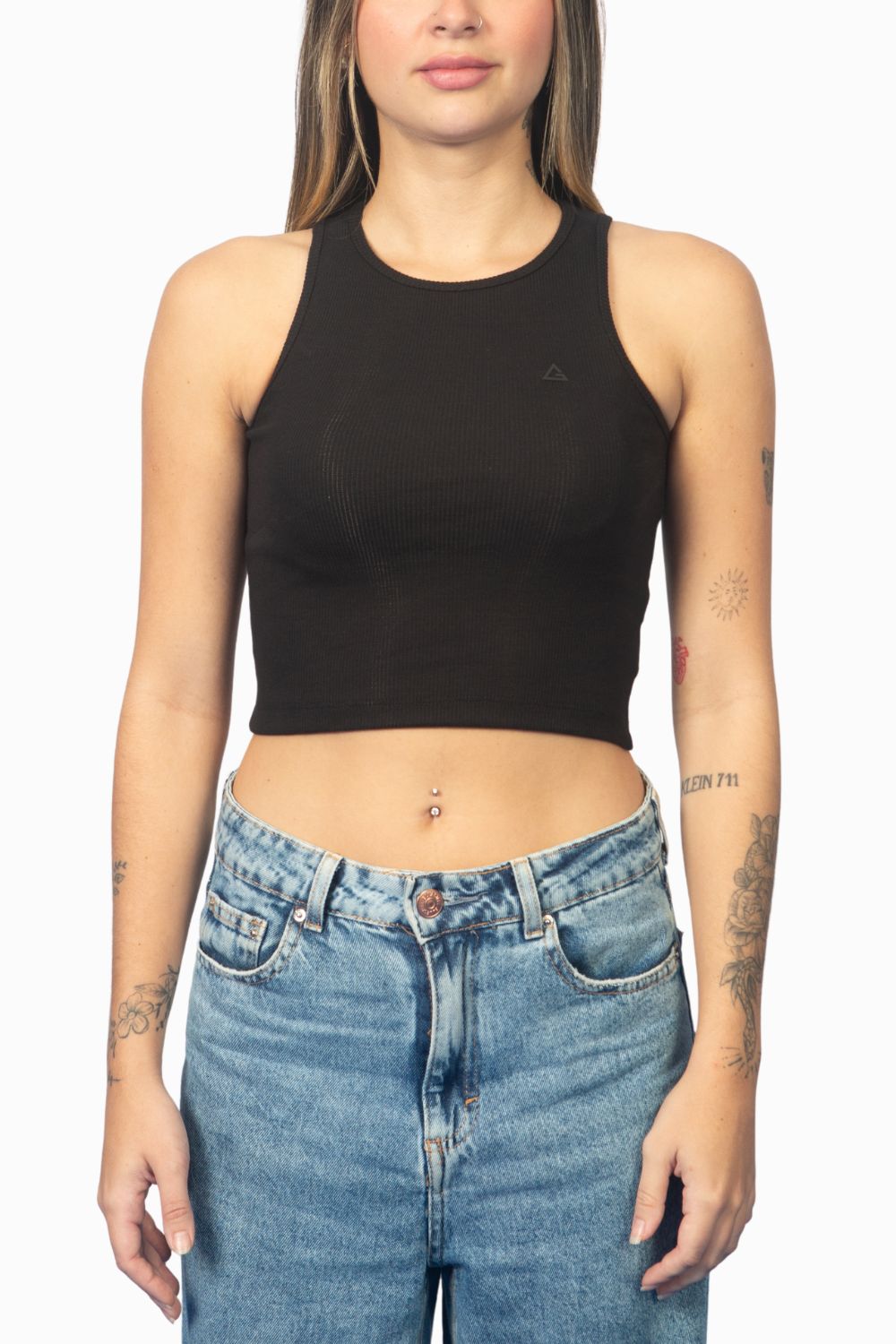 Cropped Regata Legacy Canelado - Preto